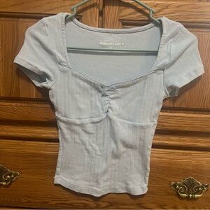 Aeropostale Sky Blue Ribbed Short Sleeve Top